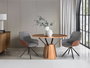 GINER Y COLOMER Lot de 2 Chaises de Bureau Giratoires avec Accoudoirs - Siège Rembourré en Tissu Gris et Simili Cuir Brun - Structure en Acier Tubulaire Noir